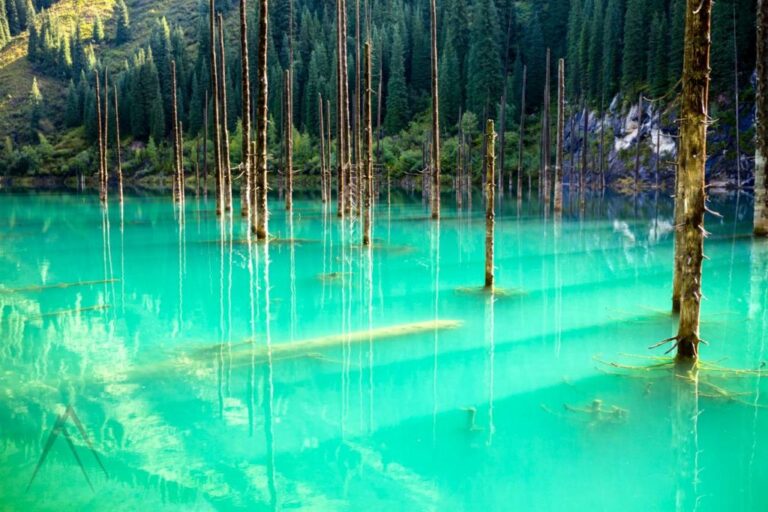 Kaindy Lake, also known as the "Birch Tree Lake,"
